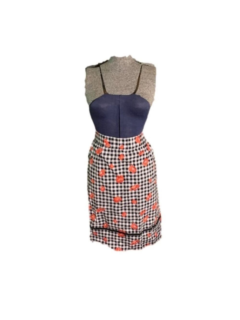 Joe Fresh checkered skirt with flowers large black white pink